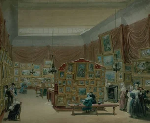 Interior de la Galería de la Nueva Sociedad de Pintores en Acuarela, Old Bond Street, 1834